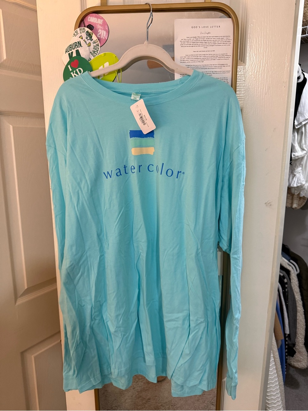 Watercolor Long Sleeve Tee - Light Aqua
